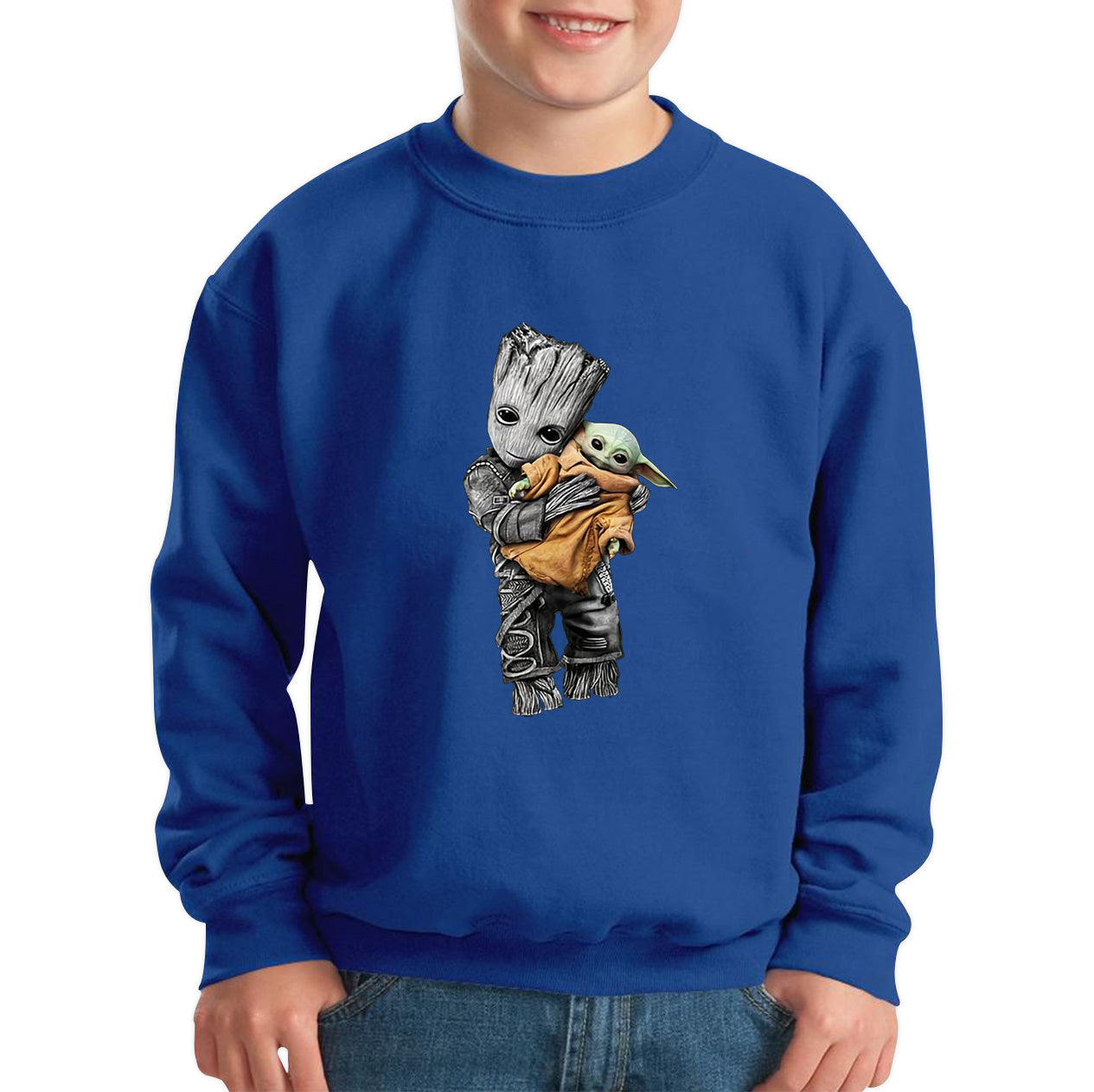 Baby Groot Holding Baby Yoda Avengers Hero Star Avenger Jedi Wars Star Wars Day 46th Anniversary Kids Jumper