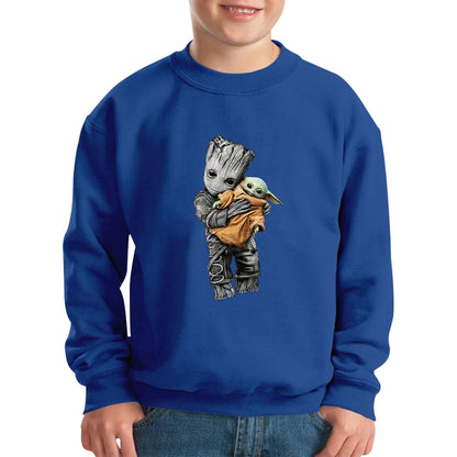 Baby Groot Holding Baby Yoda Avengers Hero Star Avenger Jedi Wars Star Wars Day 46th Anniversary Kids Jumper