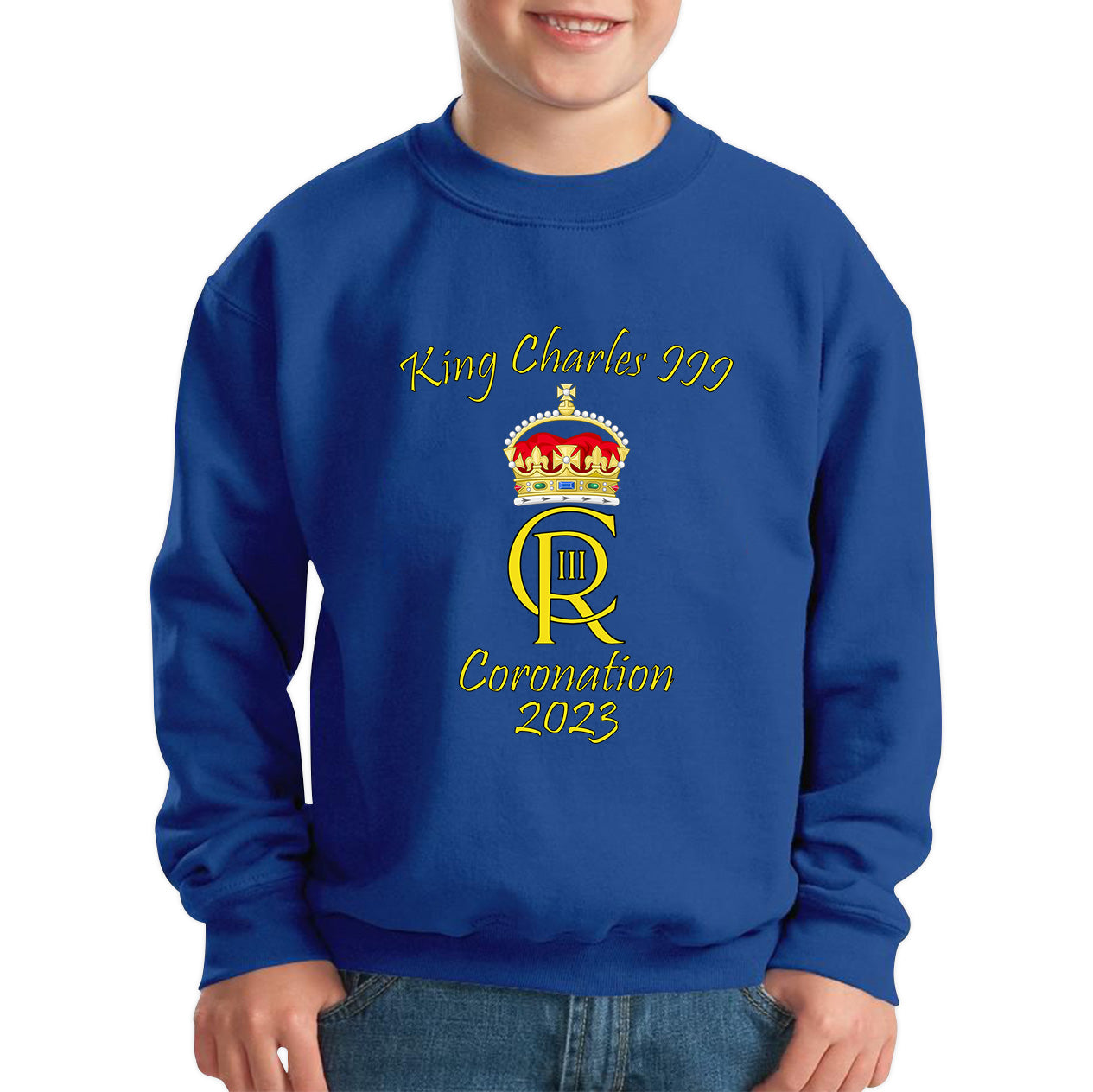 King Charles III Coronation 2023 Royal Crown Royal Cypher God Save The King Union Jack Kids Jumper