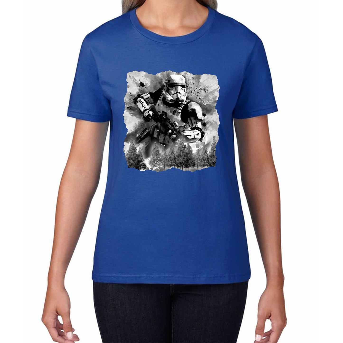 Hunter In The Forest Death Star Vintage Poster Graphic Movie Series Womens Tee Top