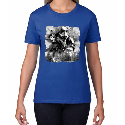 Hunter In The Forest Death Star Vintage Poster Graphic Movie Series Womens Tee Top