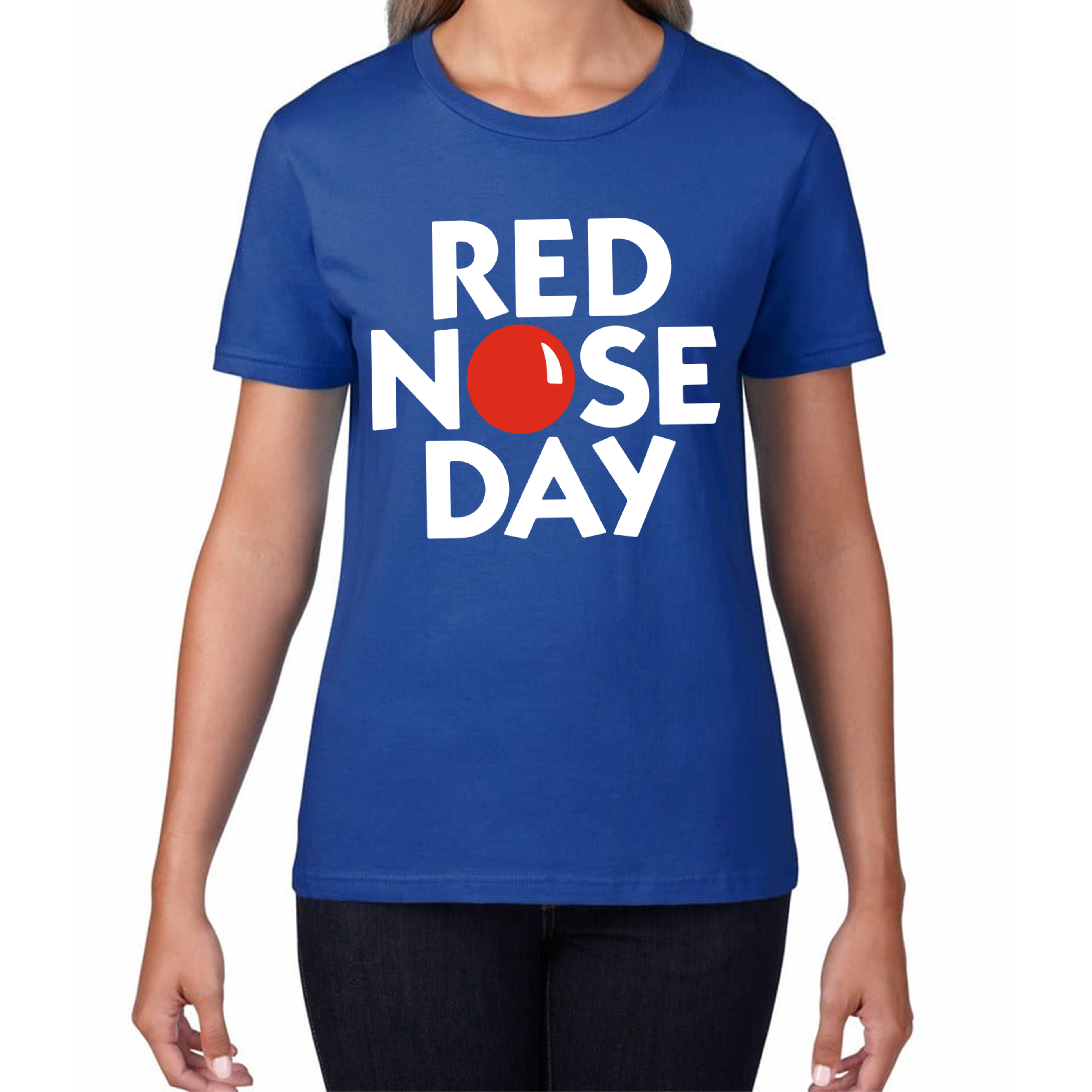 Red Nose Day Ladies T Shirt. 50% Goes To Charity