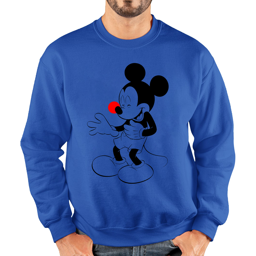 Disney Mickey Mouse Red Nose Day Adult Sweatshirt. 50% Goes To Charity