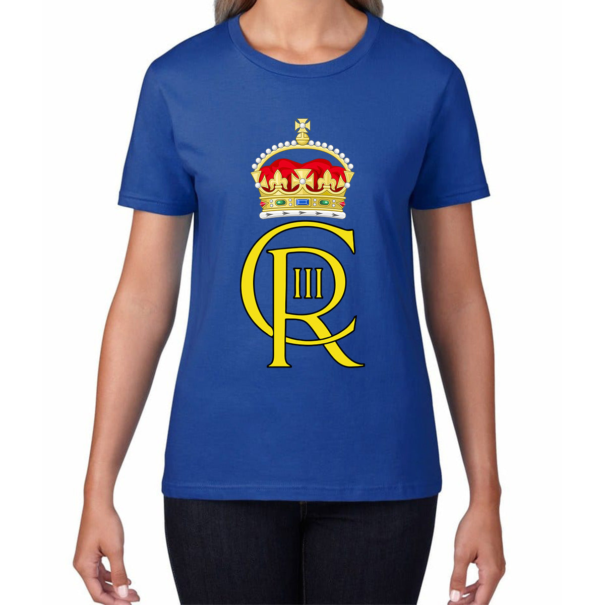 Royal Cypher King Charles III Coronation CR III Ruling Monarch Of Uk Royal Crown Great Britain Womens Tee Top