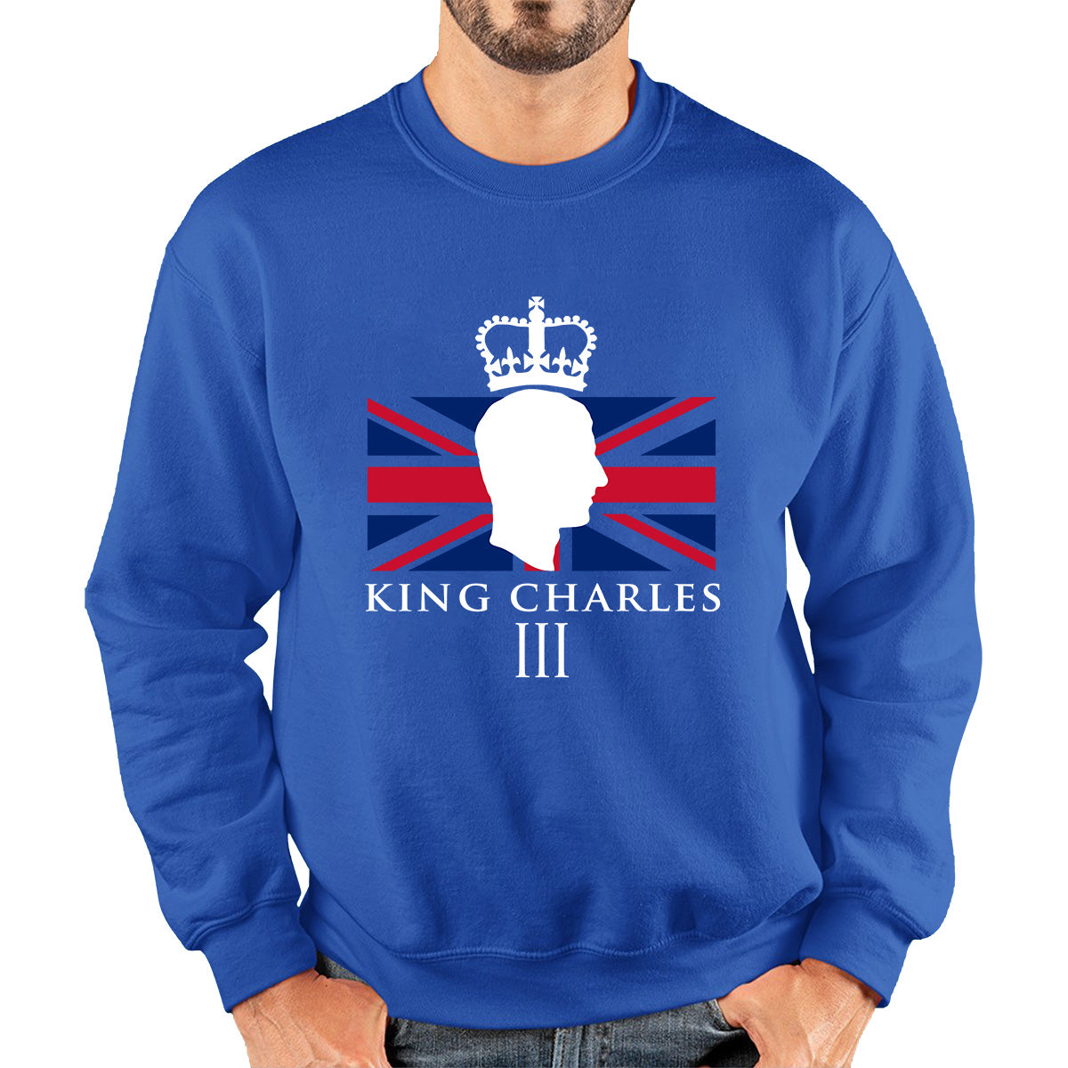 King Charles III Coronation British Flag CR III Royal Crown His Majesty Union Jack Great Britain Unisex Sweatshirt