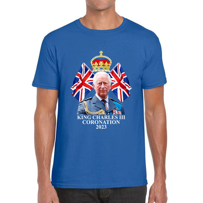 King Charles III Coronation 2023 British United Kingdom Uk Flags CR III Royal Crown Ruling Monarch Of England Mens Tee Top