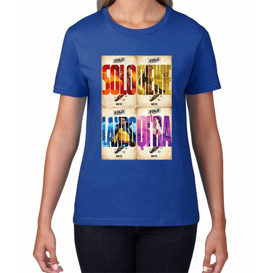 Solo A Star Wars Story Posters Solo Chewie Lando Qira Sci-fi Action Adventure Movie Characters Star Wars Galaxy's Edge Trip Womens Tee Top