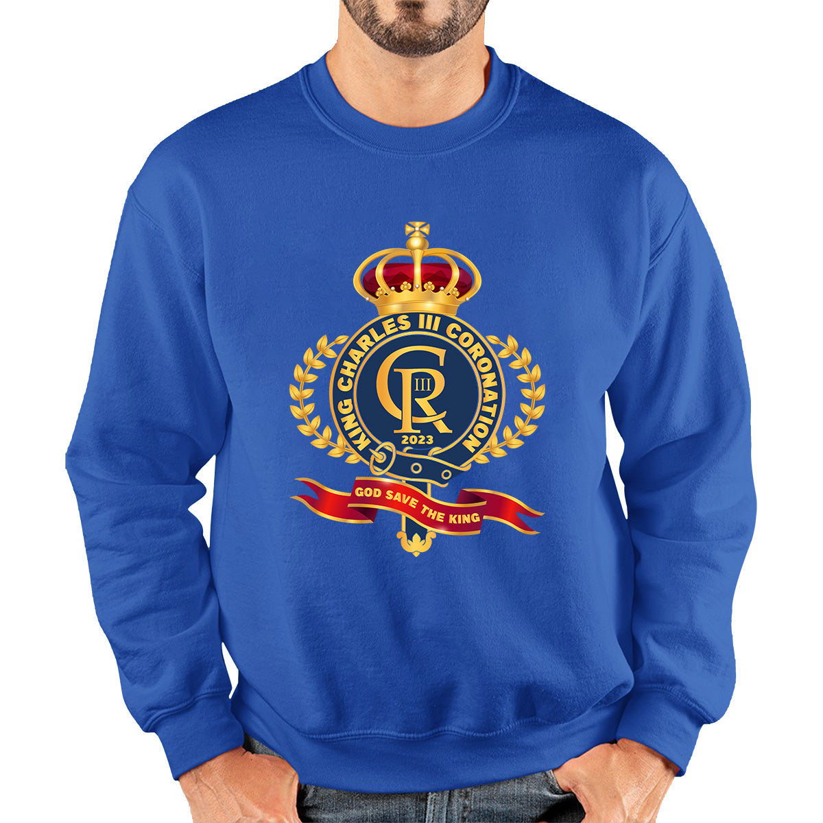 King Charles III Coronation 2023 CR III God Save The King Royal Crown United Kingdom Ruling Monarch Unisex Sweatshirt