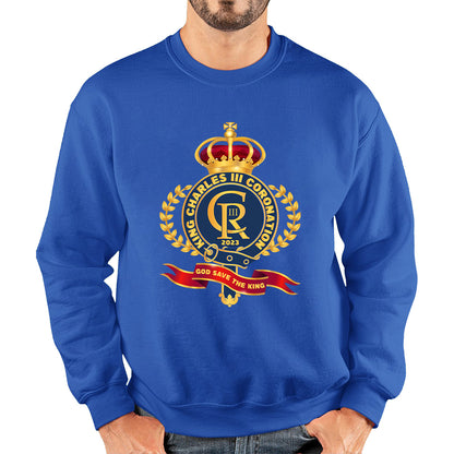 King Charles III Coronation 2023 CR III God Save The King Royal Crown United Kingdom Ruling Monarch Unisex Sweatshirt