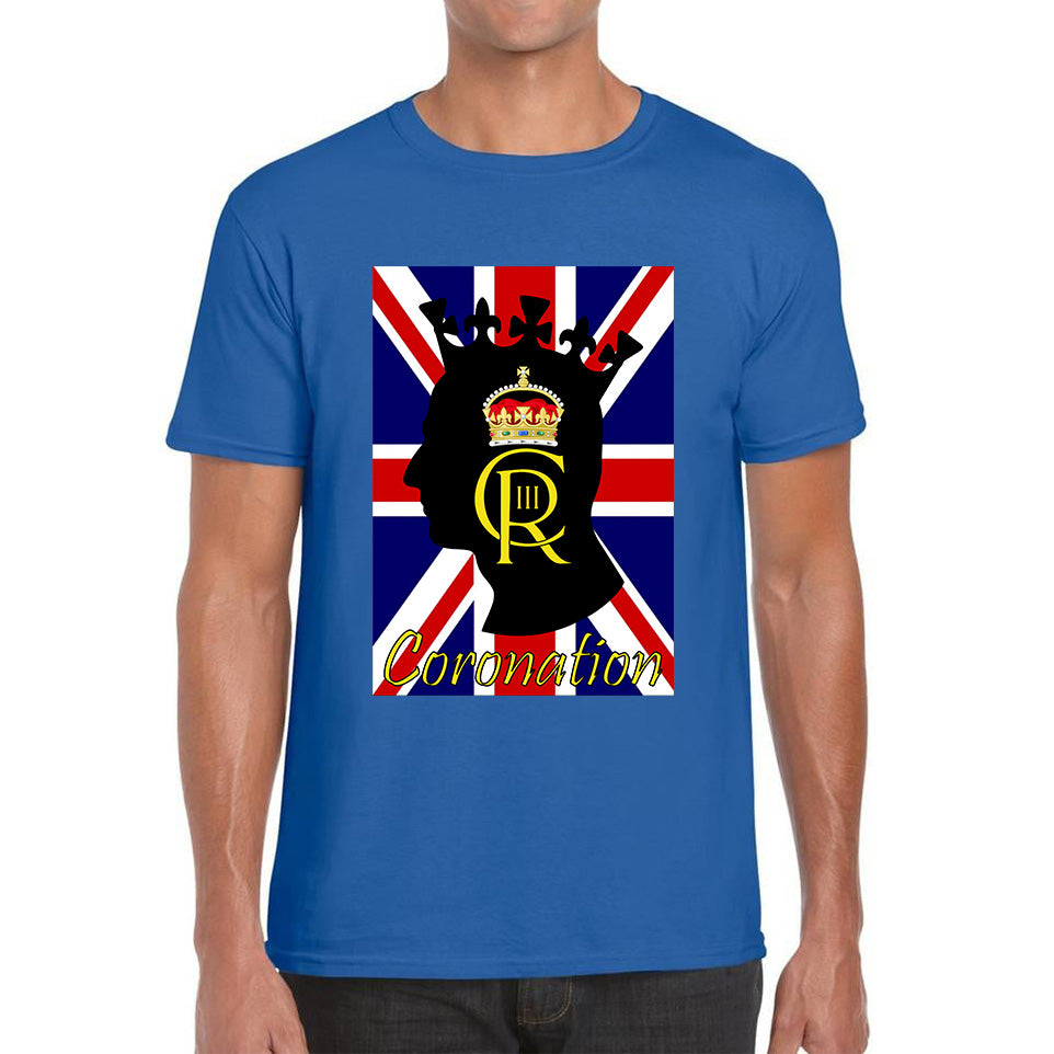 CR III Coronation Of King Charles III Royal Crown British Flag Great Britain Union Jack Mens Tee Top