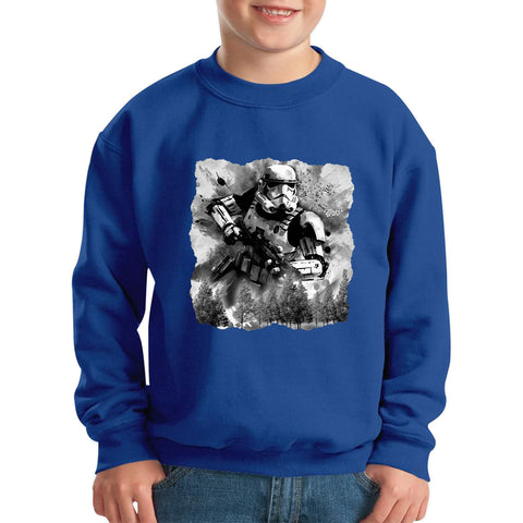 Hunter In The Forest Death Star Vintage Poster Graphic Movie Series Kids Jumper