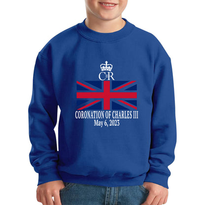 Royal Cypher CR III Coronation Of Charles III 6th May 2023 King Charles III Royal King British Flag Kids Jumper