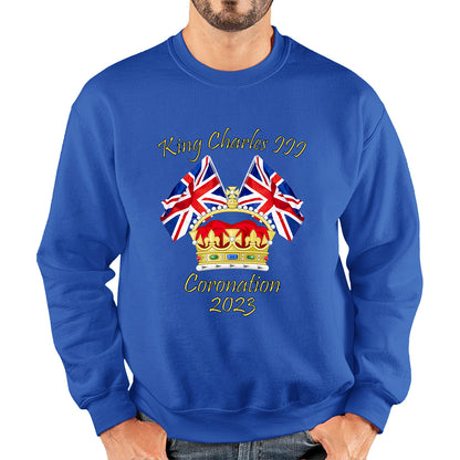King Charles III Coronation 2023 United Kingdom Flags Royal Crown Ruling Monarch Of England CR III Unisex Sweatshirt