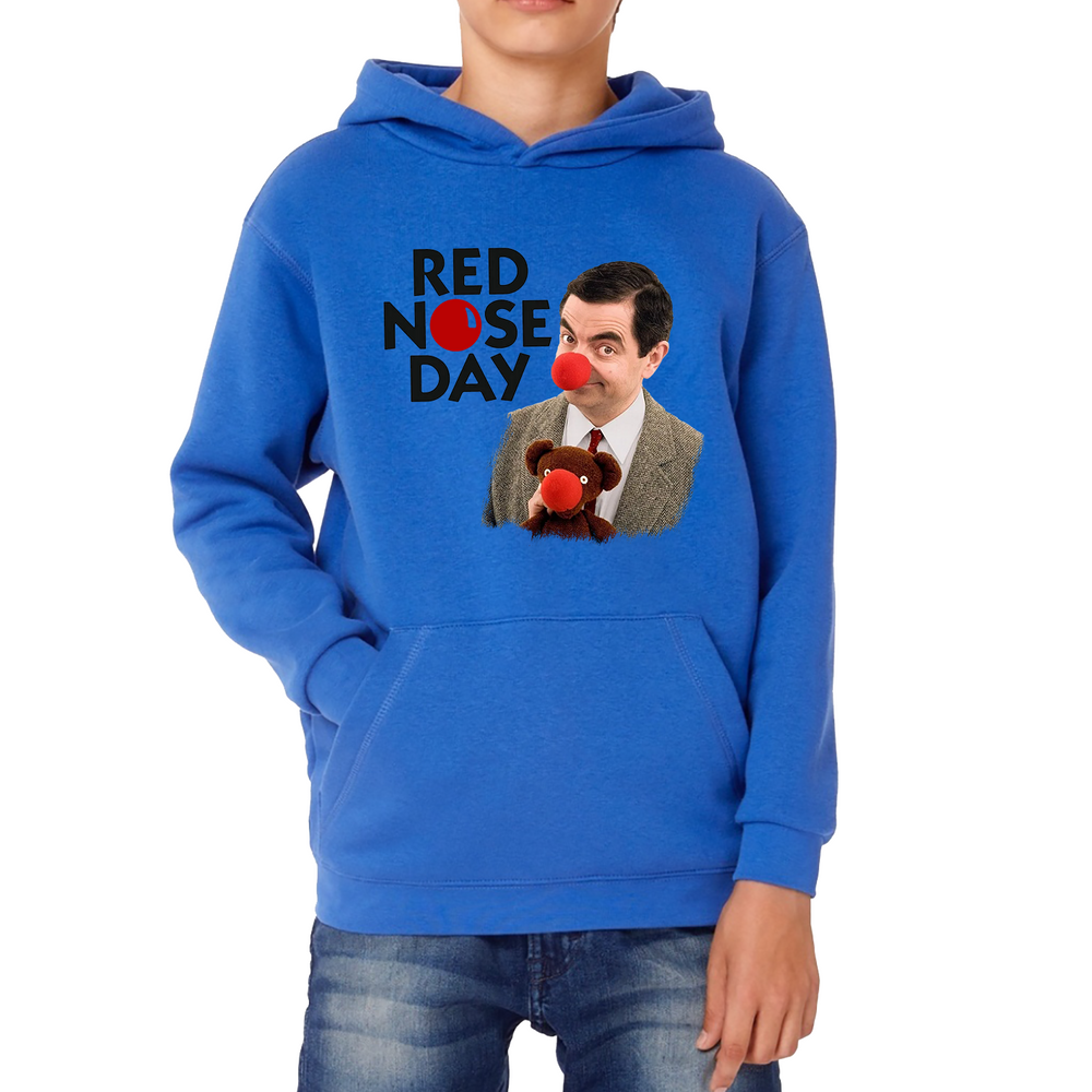 Red Nose Day Funny Mr Bean Kids Hoodie. 50% Goes To Charity
