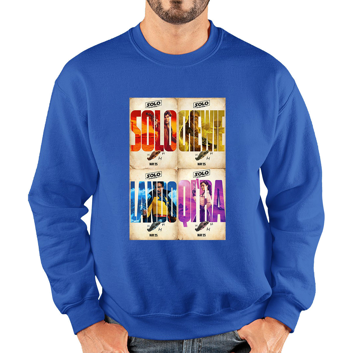 Solo A Star Wars Story Posters Solo Chewie Lando Qira Sci-fi Action Adventure Movie Characters Star Wars Galaxy's Edge Trip Unisex Sweatshirt