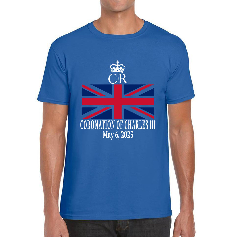 Royal Cypher CR III Coronation Of Charles III 6th May 2023 King Charles III Royal King British Flag Mens Tee Top