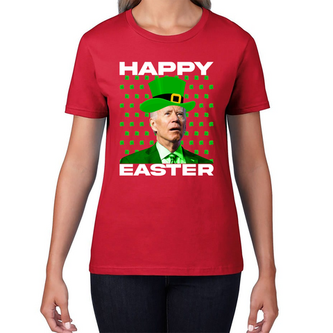 Happy Easter Confused Biden St Patricks Day Meme Joe Biden Shamrock Funny Irish Womens Tee Top