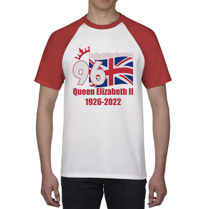 London Bridge Has Fallen 96 Years of Queen Elizabeth II Union Jack British Uk Flag Baseball T Shirt