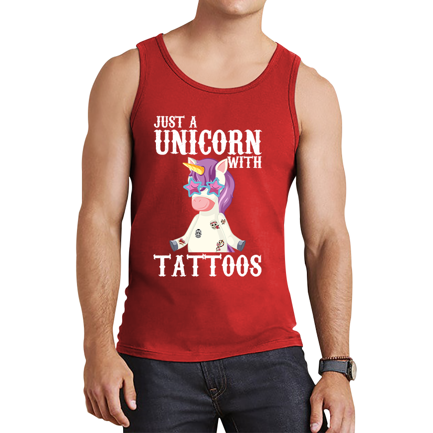 Just A Unicorn With Tattoos Rainbow Horse & Pony Lover Magic Believer Tank Top