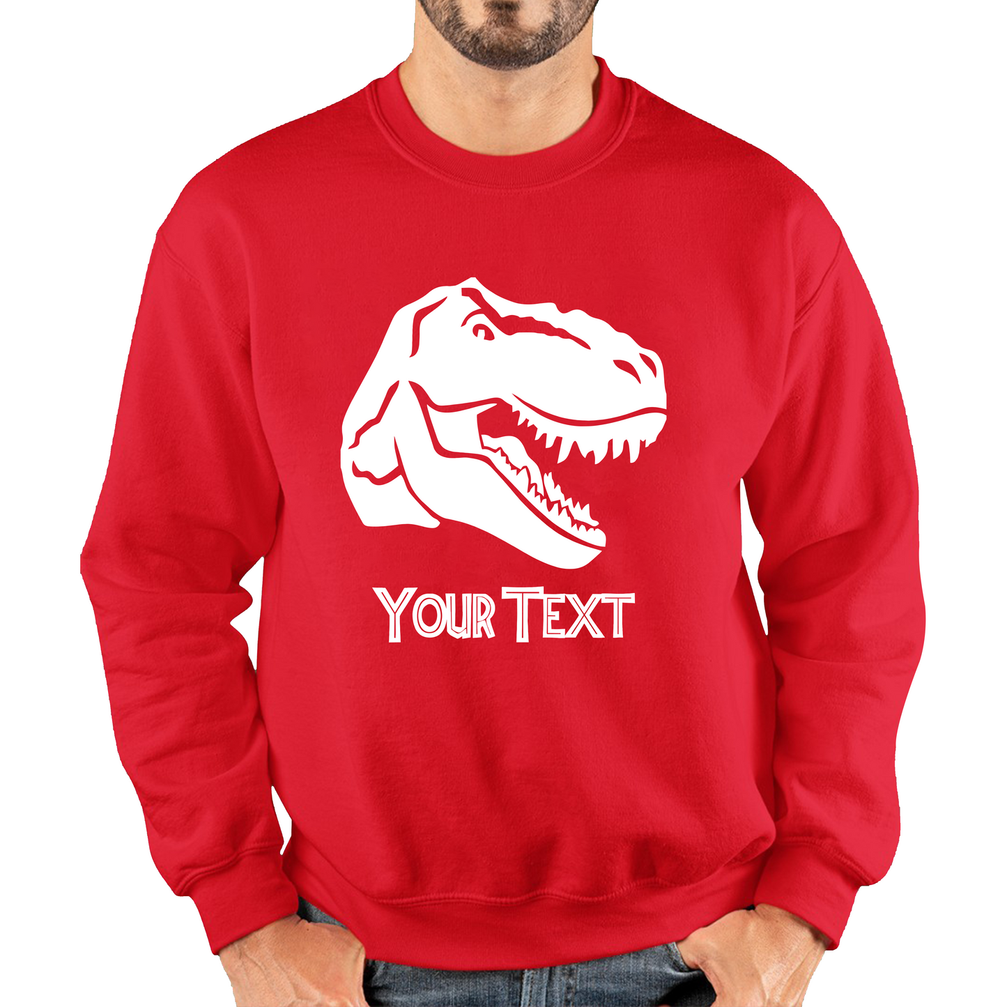 Personalised Dinosaur T-Rex Roaring Face Your Text Tyrannosaurus Rex Dino Unisex Sweatshirt