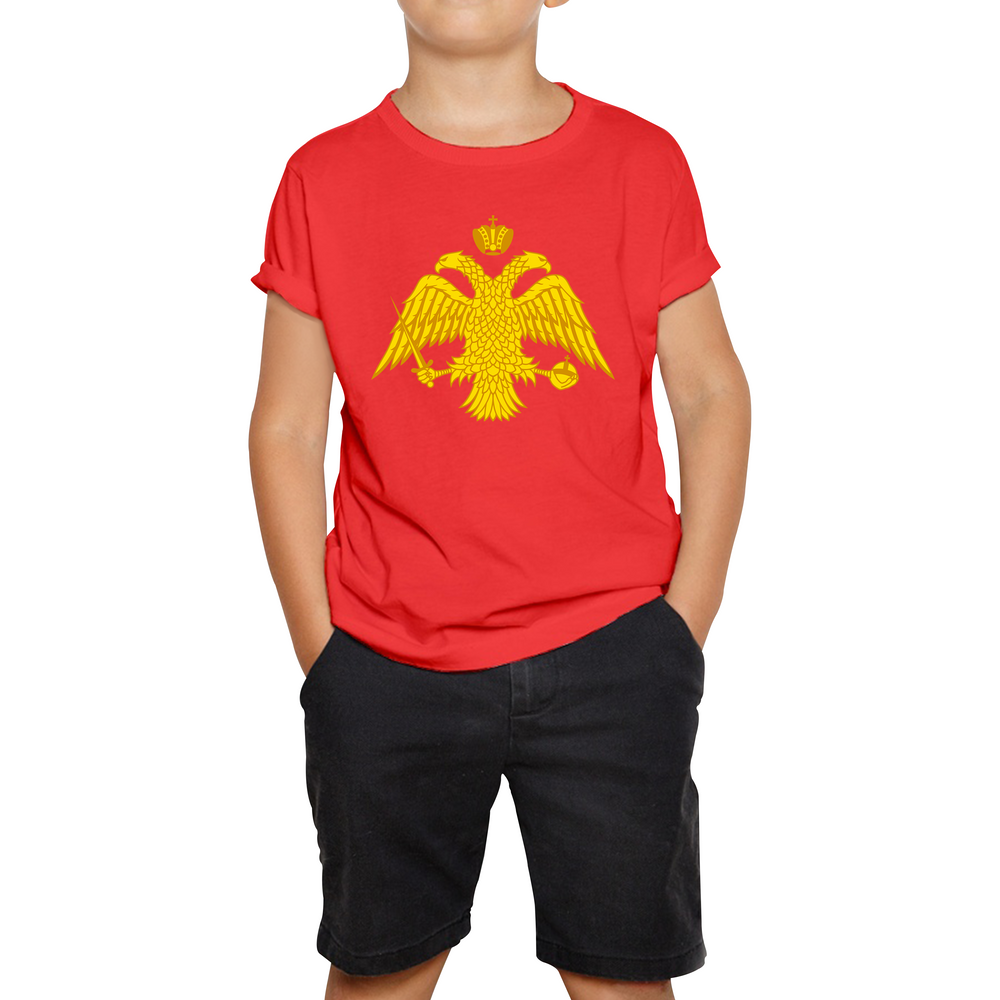 Byzantine Empire Byzantium Double Headed Eagle Symbol - Double Headed Eagle Orthodox Kids T Shirt