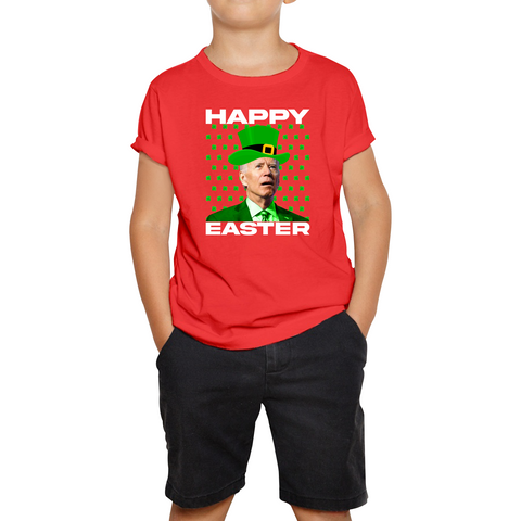 Happy Easter Confused Biden St Patricks Day Meme Joe Biden Shamrock Funny Irish Kids Tee