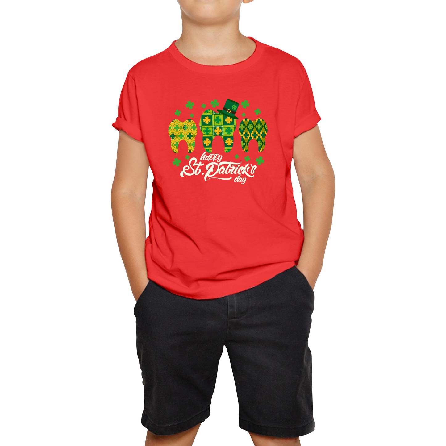 Happy St. Patrick's Day Tooth Dentist Dental Squad Tooth Shamrock Irish Day Saint Patricks Day Kids Tee