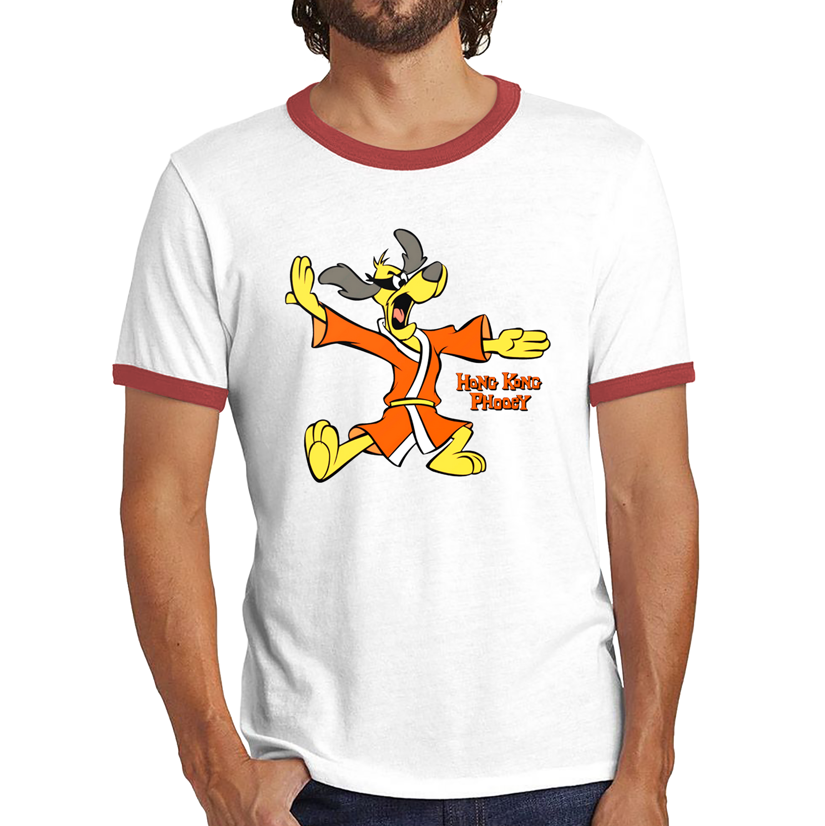 Hong Kong Phooey High Karate Animated TV Series Funny Cartoon Character Ringer T Shirt