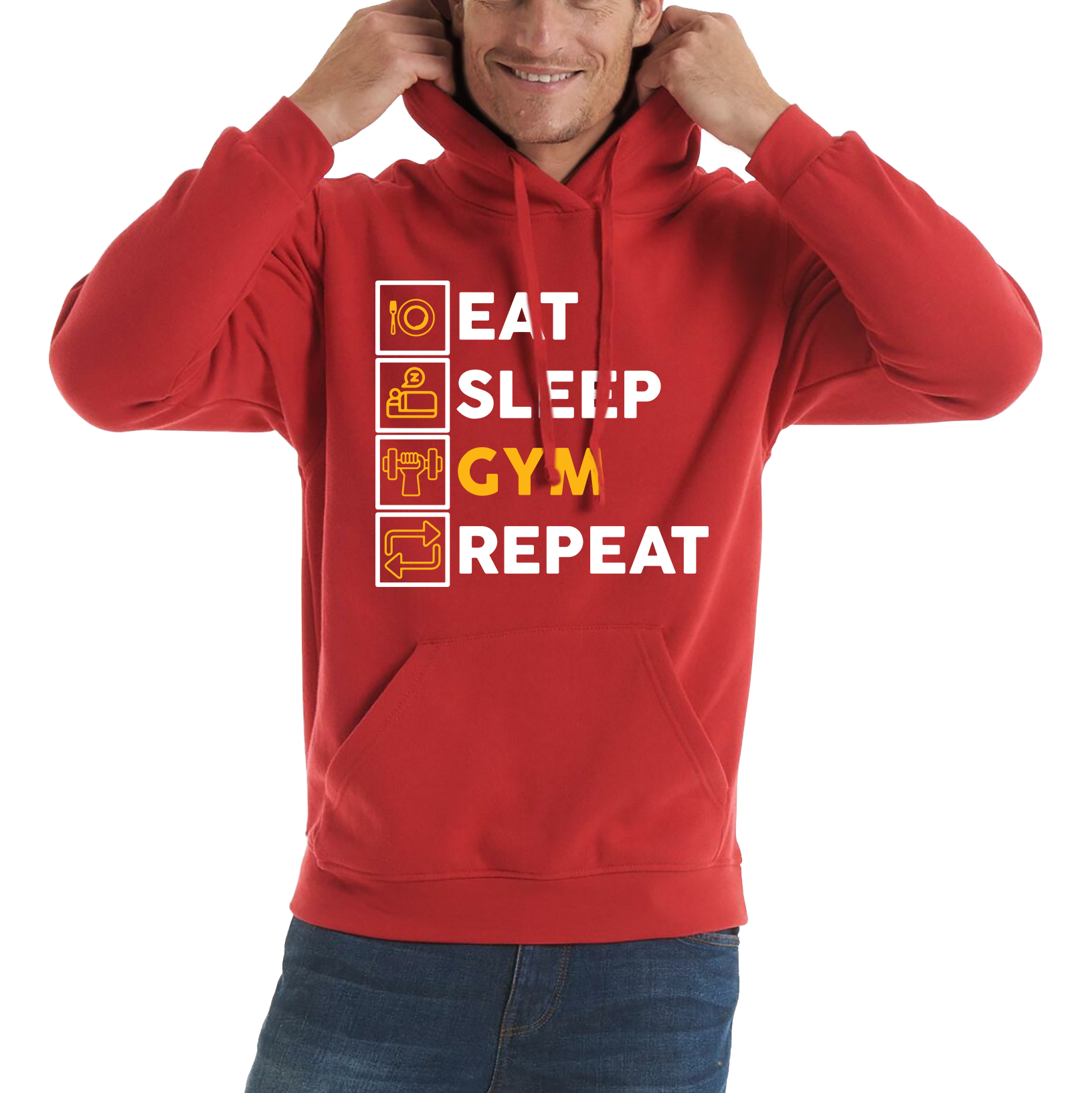 Eat Sleep Gym Repeat Funny Gym Workout Fitness Adult Hoodie