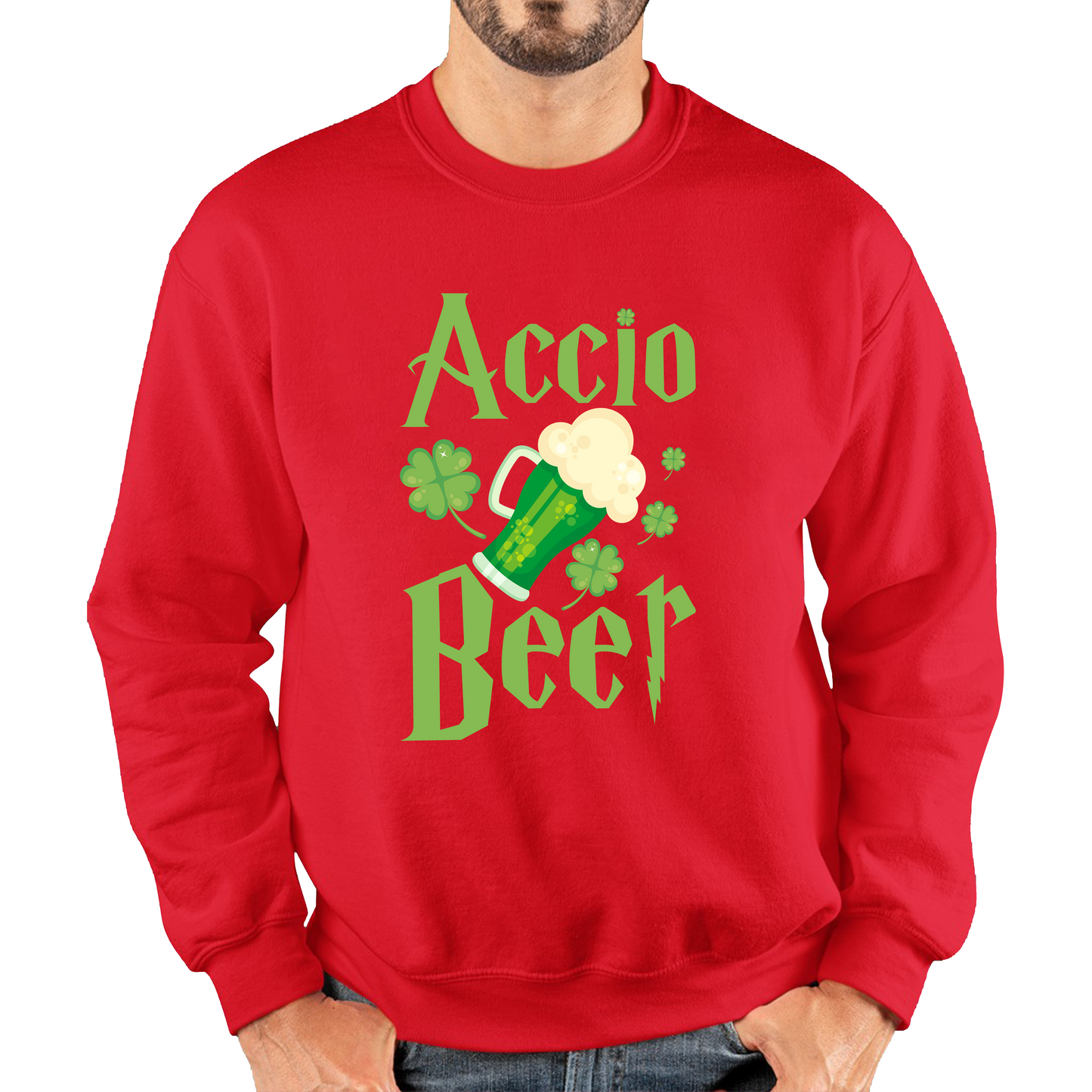 Accio Beer Wizard Beer St. Patrick's Day Magic World Irish Beer Shamrock Beer Lovers Family Vacation Unisex Sweatshirt