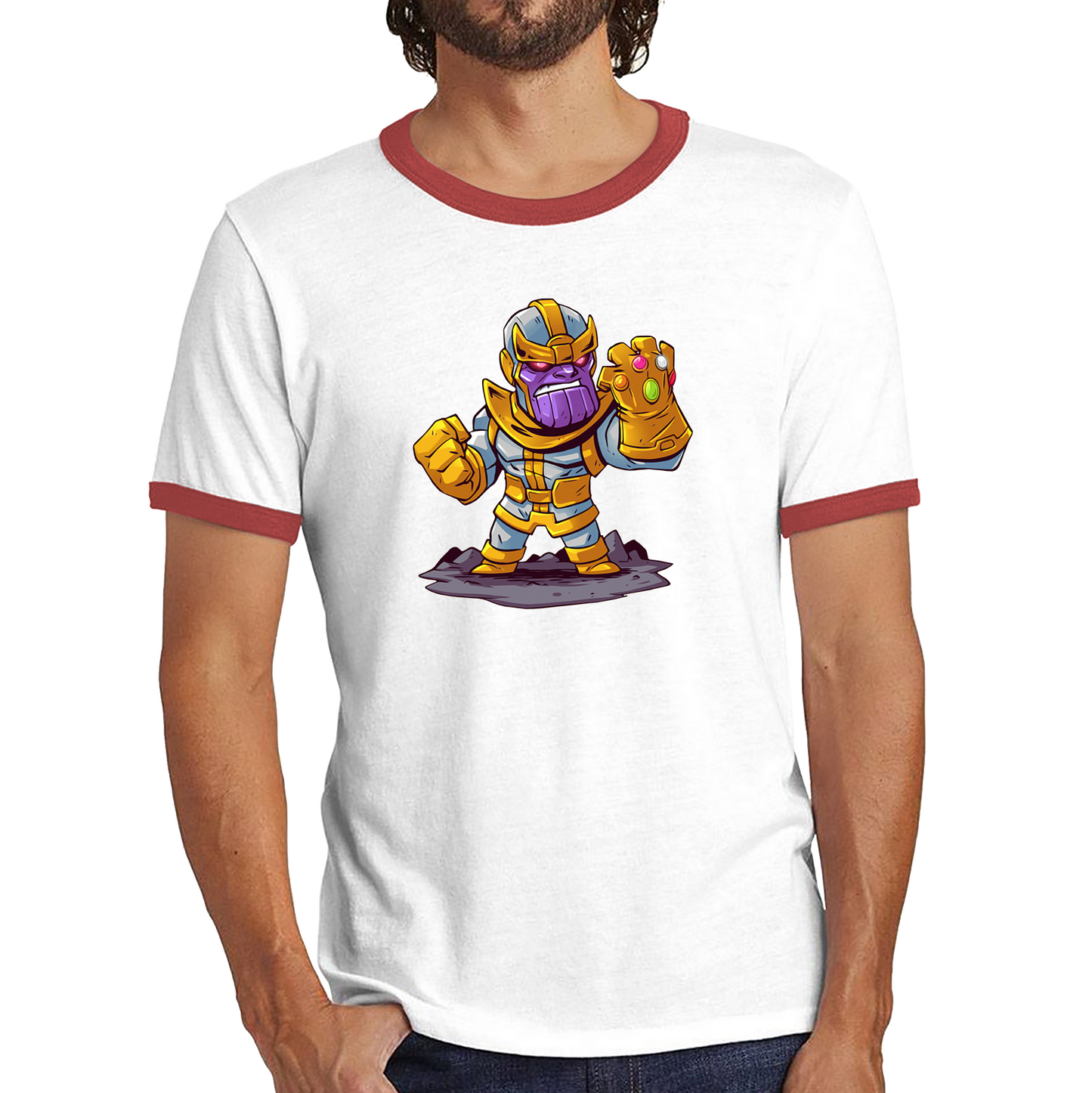 Thanos Mad Titan Cute Cartoon Shirt Marvel Avengers Comic Thanos Ringer T Shirt