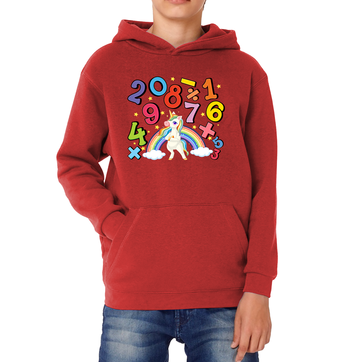 Number Day Unicorn Maths Day World Numbers Day Rainbow Colours Counting Kids Hoodie