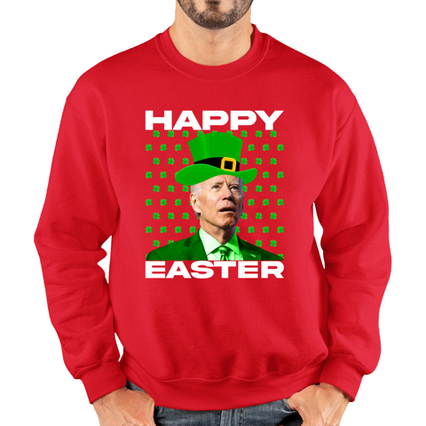 Happy Easter Confused Biden St Patricks Day Meme Joe Biden Shamrock Funny Irish Unisex Sweatshirt