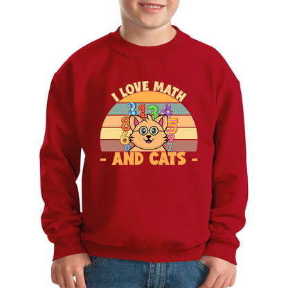 I Love Math And Cats Number Day Funny Maths Day Cats Lovers Counting Vintage Kids Jumper