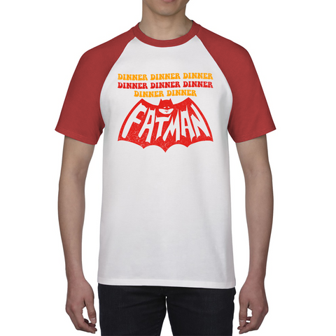 Dinner Dinner Fatman Raglan Shirt Superhero Batman Inspired Funny Novelty Comic Parody Baseball T Shirt