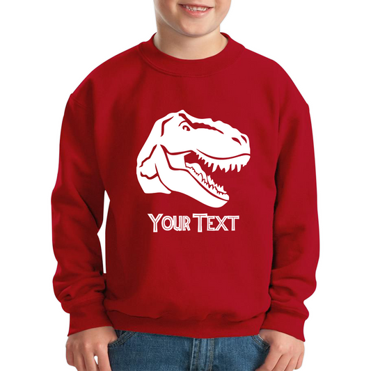 Personalised Dinosaur T-Rex Roaring Face Your Text Tyrannosaurus Rex Dino Kids Jumper