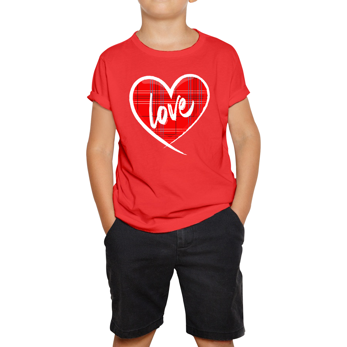 Hand Drawn Love Heart Happy Valentine's Day Lover Heart Kids Tee