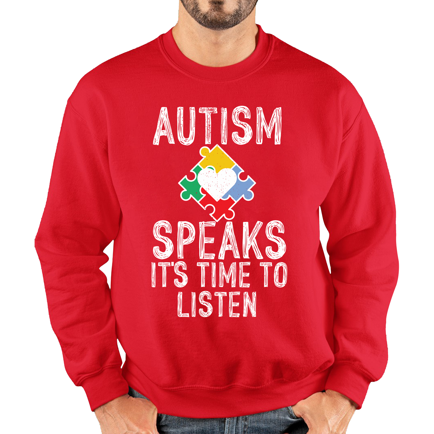 Autism Speaks It's Time To Listen Puzzle Piece Sweatshirt