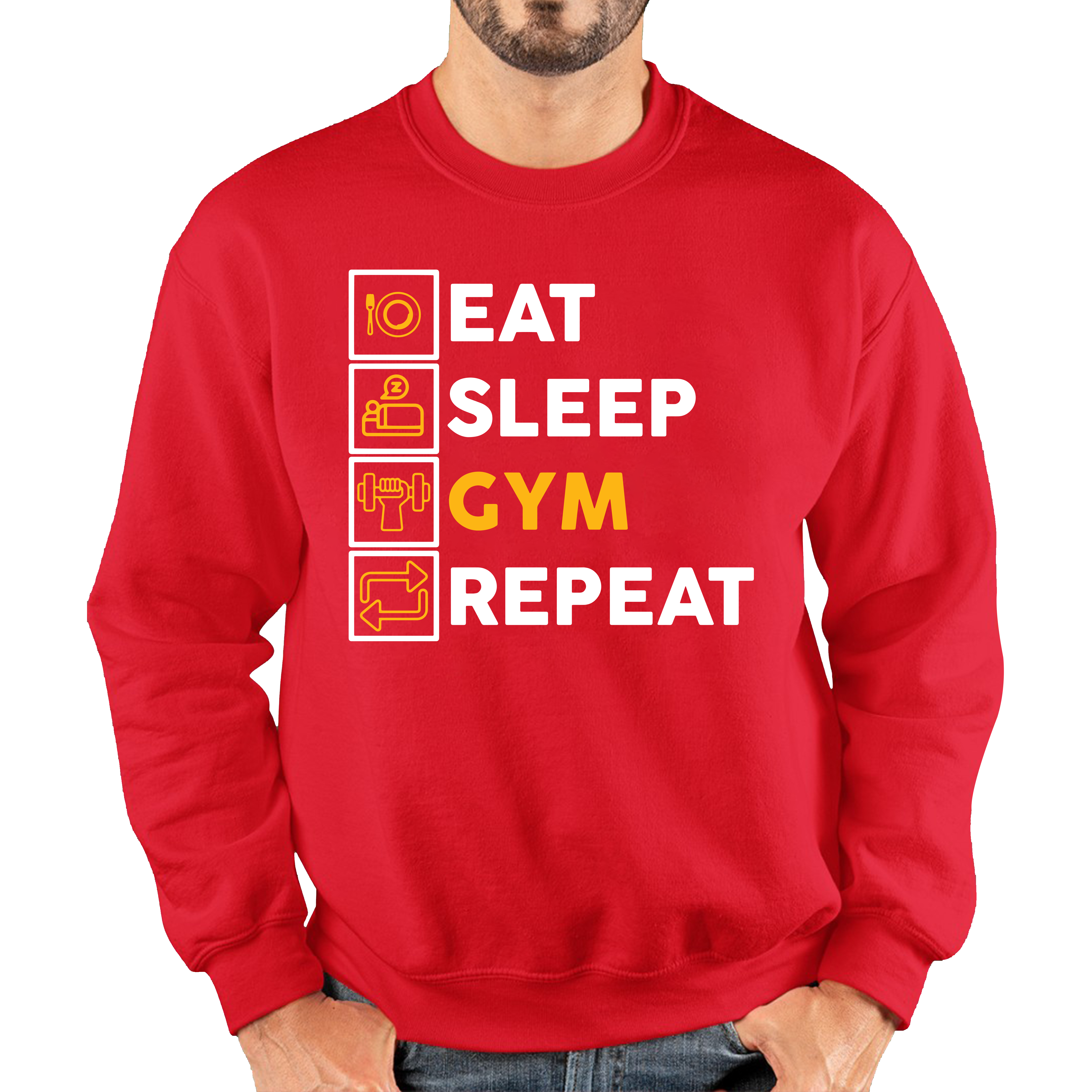 Eat Sleep Gym Repeat Funny Gym Workout Fitness Adult Sweatshirt