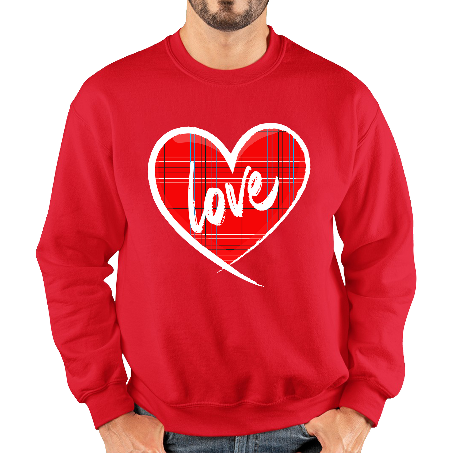 Hand Drawn Love Heart Happy Valentine's Day Lover Heart Unisex Sweatshirt