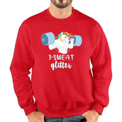 I Sweat Glitter Weightlifting Unicorn Gym Sweatshirt