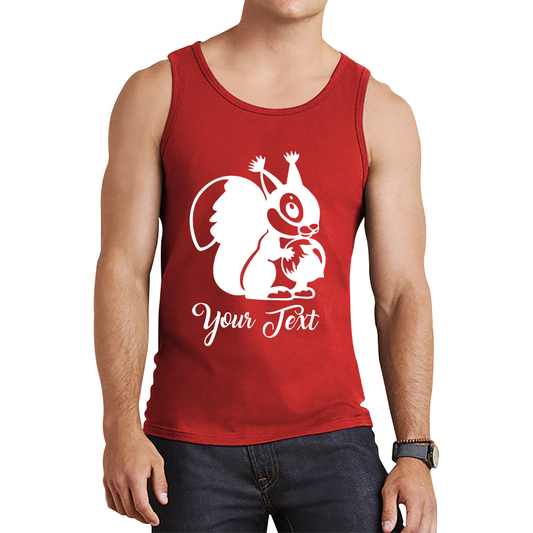 Personalised Cartoon Squirrel Holding Acorn Your Name Cute Squirrel Animal Tank Top