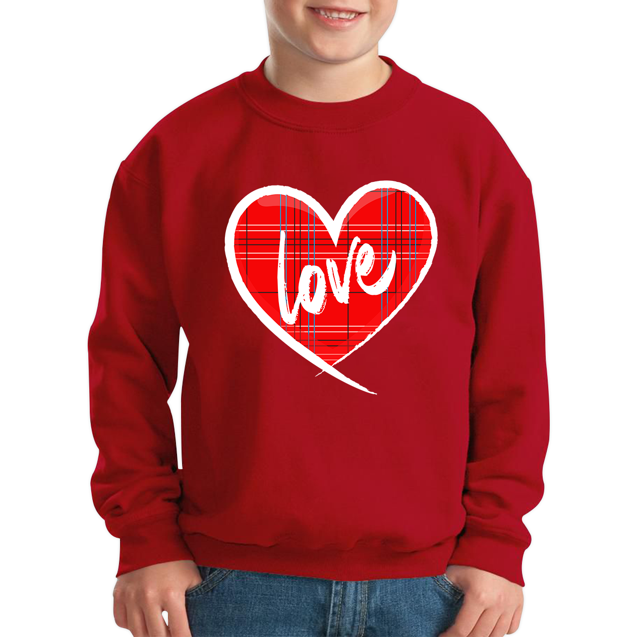 Hand Drawn Love Heart Happy Valentine's Day Lover Heart Kids Jumper