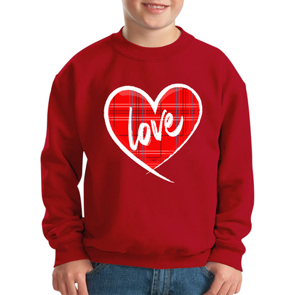 Hand Drawn Love Heart Happy Valentine's Day Lover Heart Kids Jumper