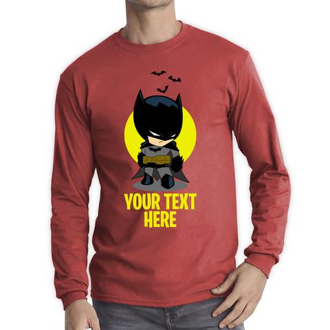 Personalised Your Text Batman Shirt DC Comics Superhero Birthday Gifts Long Sleeve T Shirt