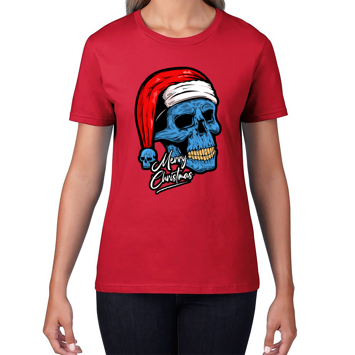 santa skull womens t shirt