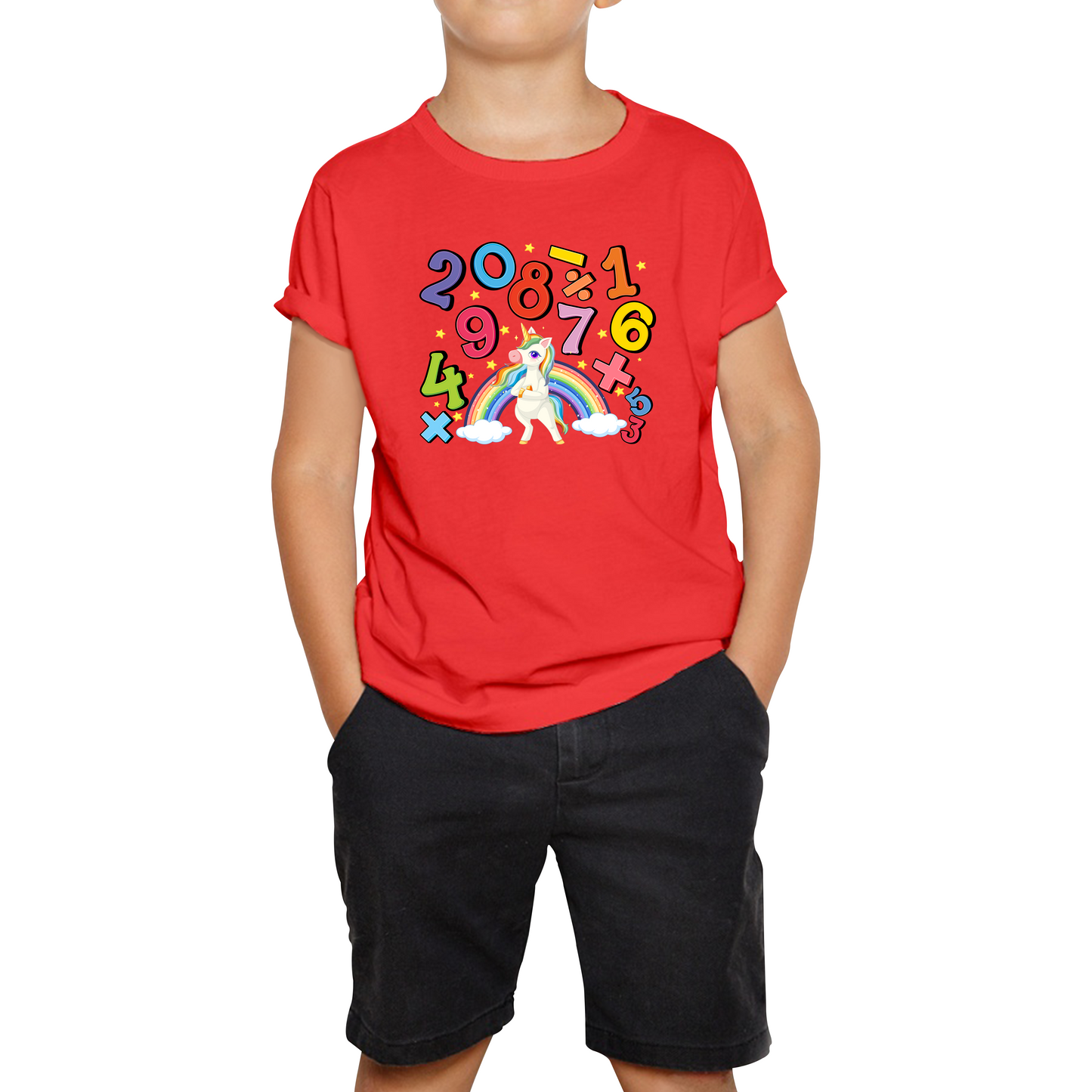 Number Day Unicorn Maths Day World Numbers Day Rainbow Colours Counting Kids Tee