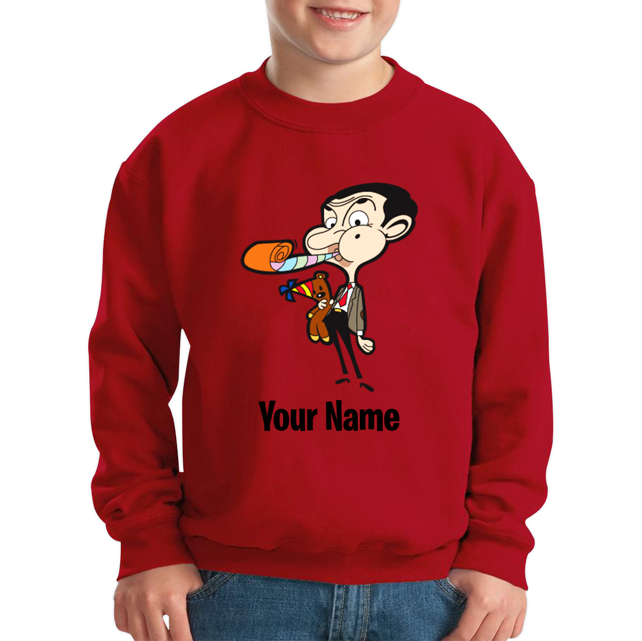 Personalised Mr. Bean Your Custom Name Kids Sweatshirt