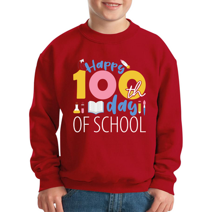 Happy 100th Day Of School Number Day Teacher Day World Book Day Maths Day Reading Lovers Kids Jumper