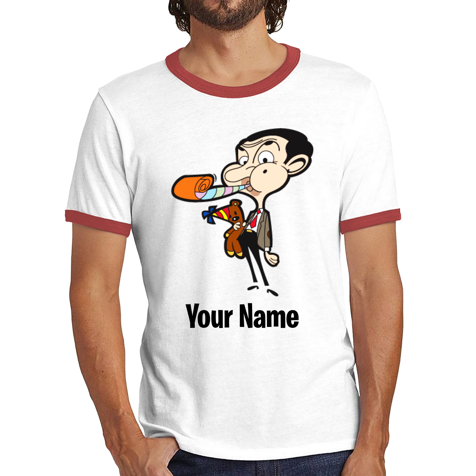 Personalised Mr. Bean Your Custom Name Ringer T Shirt